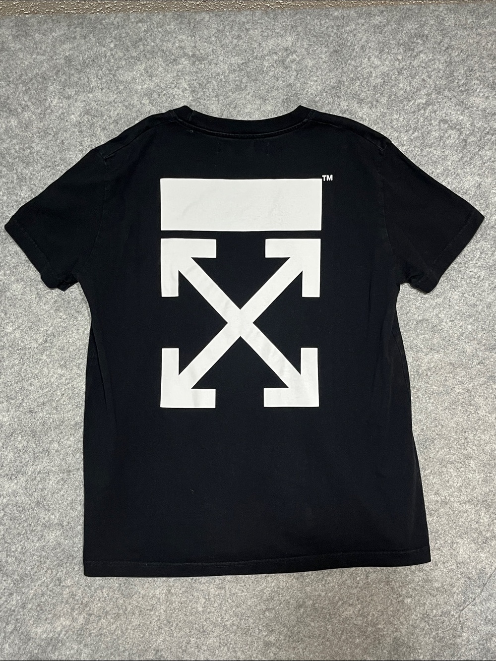 Off-White Black Short Sleeve Crewneck T-Shirt with Reflective Tabs